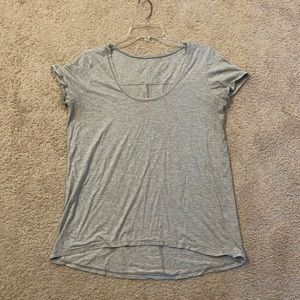 LuluLemon heather grey workout top, boatneck